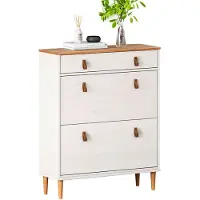 Idimex Schoenenkast MIKKA 2 kleppen 1 lade - wit, smalle schoenenkast, schoenopberger met stijlvolle handgrepen, schoenenkast voor hal ruimtebesparende schoenopberger smal - Ambientebild