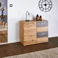 Idimex Commode CHICAGO Wotan eiken/donker beton, 4 lades, 1 deur