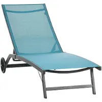 Merax Tuinligbed met Wielen en Verstelbare Rugleuning – Ligstoel voor Tuin - Terras en Balkon – Aluminium Frame – Blauw – Max. 150 kg