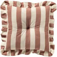 Dutch decor - BELLA - stoelkussen 40x40 cm - gestreept - ruches - Old Rose - roze - Zitkussen