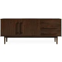 Idimex Dressoir TECCA met 2 deuren en 3 laden, walnootkleurig - ladekast van massief hout, verstelbare plank, woonkamermeubels in mid-century stijl