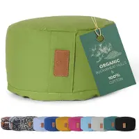 #DoYourYoga - Yoga kussen - »Vishnu« - rond meditatiekussen met bio-organische boekweit schalen vulling - H:15cm, diam.30cm -lichtgroen
