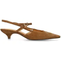 Manfield - Dames - Cognac suède slingbacks met kittenheel - Maat 40