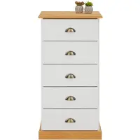 Idimex Commode PARIS met 5 lades en schelpvormige handgrepen in wit/bruin