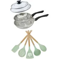 Fackelmann Set RVS pannen 20/24 cm Geneva met deksels en 5 keukengerei