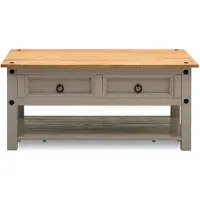 Idimex Salontafel RAMON met 2 lades van massief hout – grijs/bruin