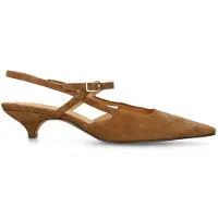 Manfield - Dames - Cognac suède slingbacks met kittenheel - Maat 36