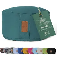 #DoYourYoga - Yoga kussen - »Vishnu« - rond meditatiekussen met bio-organische boekweit schalen vulling - H:15cm, diam.30cm - donkergroen