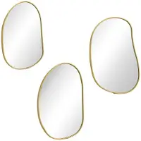 Home Society - Spiegel - Set van 3 Kusa - Organische Vorm - Goud - 26x17 cm - Wandspiegels