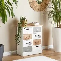 CARO-Möbel SALVA ladekast met 4+4 laden, vintage shabby chic, wit geglazuurd