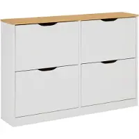 Idimex BASIL schoenenkast met 2x2 kiepbakken in wit/bruin, massief grenen Hoofdafbeelding