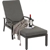 Merax Tuinligbed - Verstelbare Rugleuning 5 Standen - Aluminium Frame Roestvrij - Grijs Waterafstotend Kussen - 204 X 58 X 100/30 Cm - Draagkracht 120 Kg