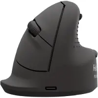Fellowes Breyta Plus+ Verticale Muis Large – Ergonomisch Rechtshandig – 3‑in‑1 (Bluetooth / USB‑C / Bedraad) – 2400 DPI – Antibacterieel - Zwart