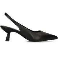 Manfield Zwarte leren slingbacks | Maat 39