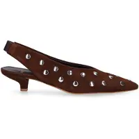 Manfield Bruine suède slingbacks met studs | Maat 38