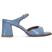 Manfield Blauwe lak leren sandalen met hak | Maat 39