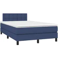 vidaXL Boxspring met matras stof blauw 120x190 cm