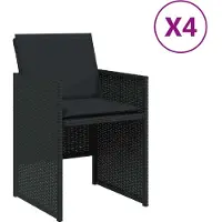 vidaXL Tuinstoelen 4 st met kussens poly rattan zwart