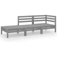 vidaXL - 3-delige - Loungeset - massief - grenenhout - grijs