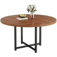 Tribesigns Eettafel, industriële keukentafel met een stevig metalen frame, 120 cm eettafel voor kleine ruimtes, woonkamers en appartementen, bruin