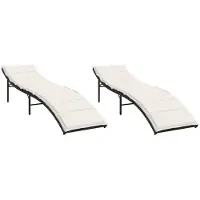 vidaXL Ligbedden 2 st met kussens poly rattan zwart