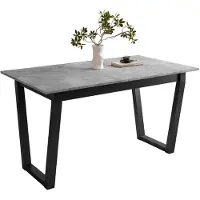 Lookway ARTON II uitschuifbare tafel, 140 cm, zwarte metalen poten, tafelblad in de kleur Bellato grijs