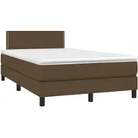 vidaXL Boxspring met matras stof donkerbruin 120x190 cm