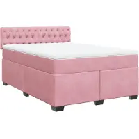 vidaXL Boxspring met matras fluweel roze 160x200 cm