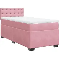 vidaXL Boxspring met matras fluweel roze 90x200 cm