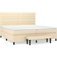vidaXL Boxspring met matras stof crèmekleurig 200x200 cm