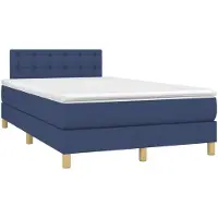 vidaXL Boxspring met matras stof blauw 120x190 cm