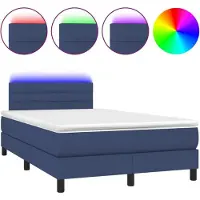 vidaXL Boxspring met matras en LED stof blauw 120x190 cm