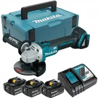 Makita DGA 504 RT3J accu haakse slijper 18 V 125 mm borstelloos + 3x accu 5,0 Ah + oplader + Makpac