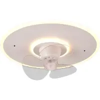 TRIO LED-ventilator Nybro, wit, DC, stil, Ø 50 cm, CCT, afstandsbediening dimbaar, wit / opaal, Woon-/ Eetkamer, metaal, Modern