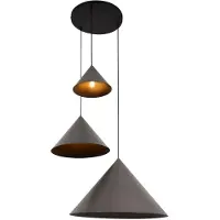 Lucide SPITZE - Hanglamp - Ø 68 cm - 3xE27 - Geschikt voor vide en hoge plafonds - Grijs - Vibes