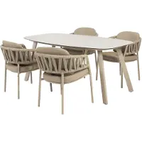 4SO Calma Manolo dining tuinset 180x95xH75 cm 5 delig latte keramiek