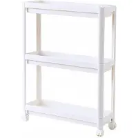 Decopatent - Smal Keukenrek opbergrek 3 laags op Wieltjes met Vakken - Smalle kast - Keukentrolley met wielen - Badkamer - Nisrek - Afm: 44 x 17 x 70 Cm