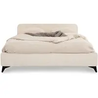 Idimex Gestoffeerd bed VIRETTA 140x200 in wit - tweepersoonsbed met lattenbodem & bekleding van chenillestof. Bed in modern design met stevig houten frame & metalen poot - hoofdafbeelding