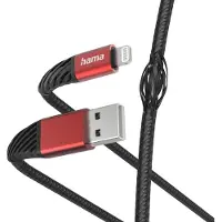 Hama Extreme Oplaadkabel - Datakabel - USB-A naar Lightning - USB 2,0 A Mannelijk- Zwart - Geschikt voor Smartphone en Tablet - Rood