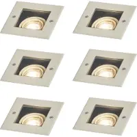 QAZQA Set van 6 moderne grondspots beige GU10 50mm draai- en kantelbaar IP65 - Oneon
