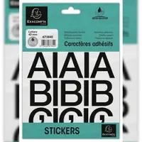 Exacompta 10x Etui met zelfklevende zwarte letters A-Z 40 mm - Zwart - 67384E