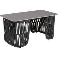 Mendler Loungetafel -P90, tuintafel balkontafel outdoor, touwvlechtwerk Rope Sintersteen 43x90x45cm ~ antraciet, blad grijs