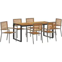 vidaXL Tuinset, 7-delig, grijs en bruin, van polyrotan