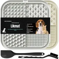 Core Likmat Hond - Slowfeeder Hond Met Verschillende Texturen - Voerbak voor Training - Grijs/Beige - 2cm x 23cm x 21cm