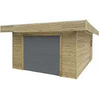 Solid Superia - Carport Garage - Geïmpregneerd Vurenhout - Sectionale Garagedeur - 35,4 M² - 506,4x699,4cm