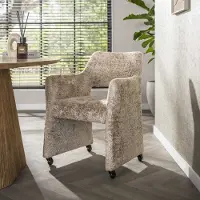 Dimehouse Set van 2 Eetkamerstoelen Capri Alura zand Stof met wieltjes - Stof - Scandinavisch & Basic