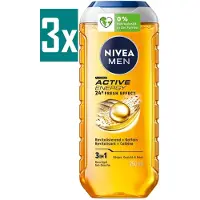 Nivea MEN Boost Douchegel - 3-in-1 Shower Gel - met Revitaliserend Cafeïne - Shampoo - Voordeelverpakking - 3 x 500 ml