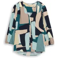 Tom Tailor Blouse beige / lichtblauw / petrol / zwart
