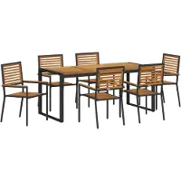 vidaXL Tuin Eettafel Set 7 st Zwart en Bruin poly rattan