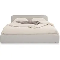 Idimex Gestoffeerd bed MARINI tweepersoonsbed 140x200 cm in lichtgrijs - Gestoffeerd bed met lattenbodem, modern design & stevig houten frame met kunststof pootjes - Hoofdafbeelding